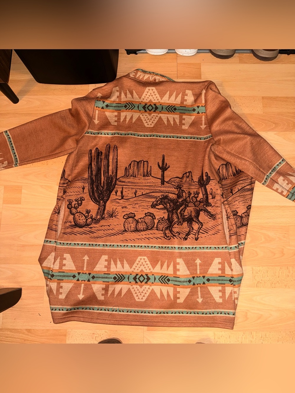 Brown Southwestern-Print Women’s Sweater Jacket